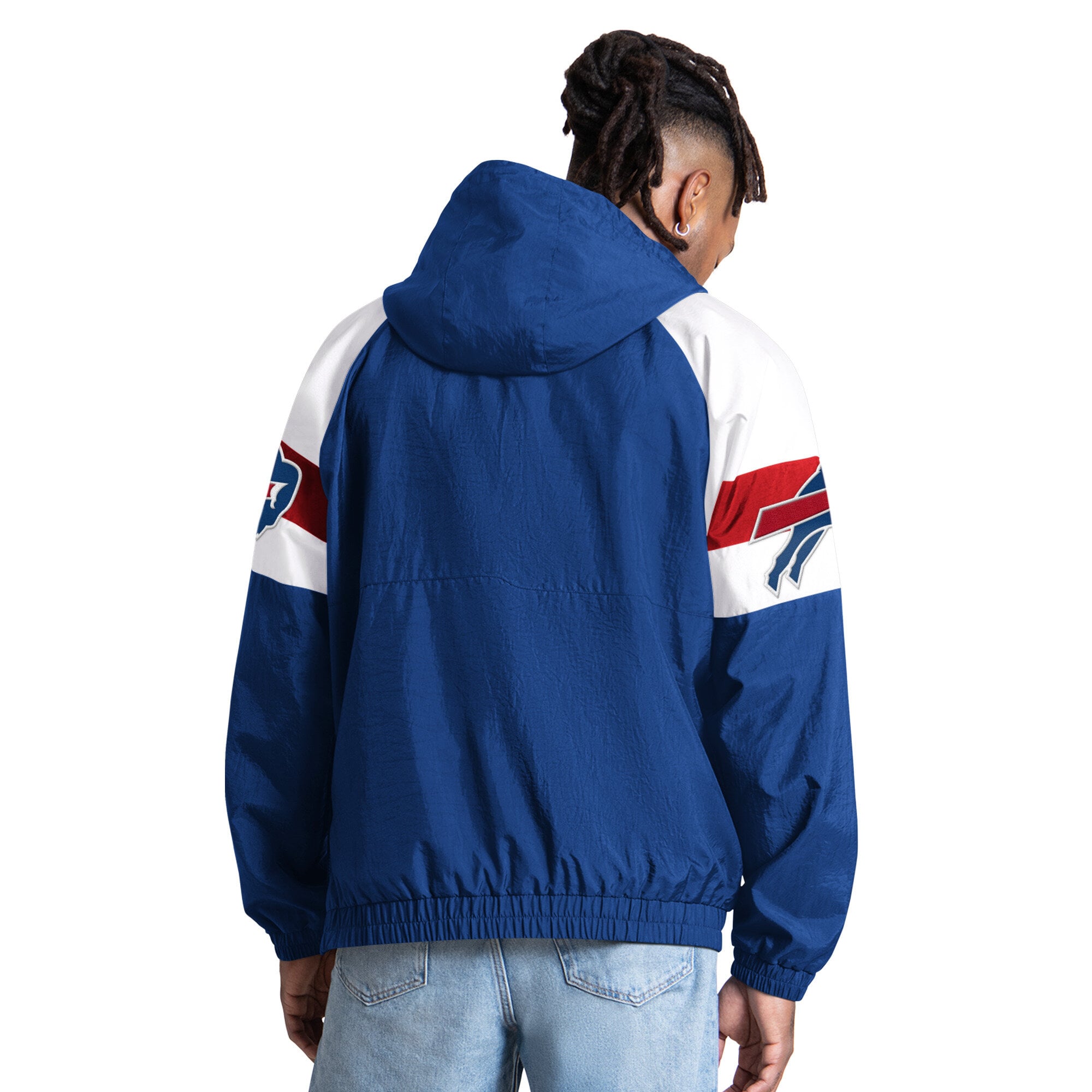 Men's Starter Royal Buffalo Bills Street Cut Half-Zip Jacket