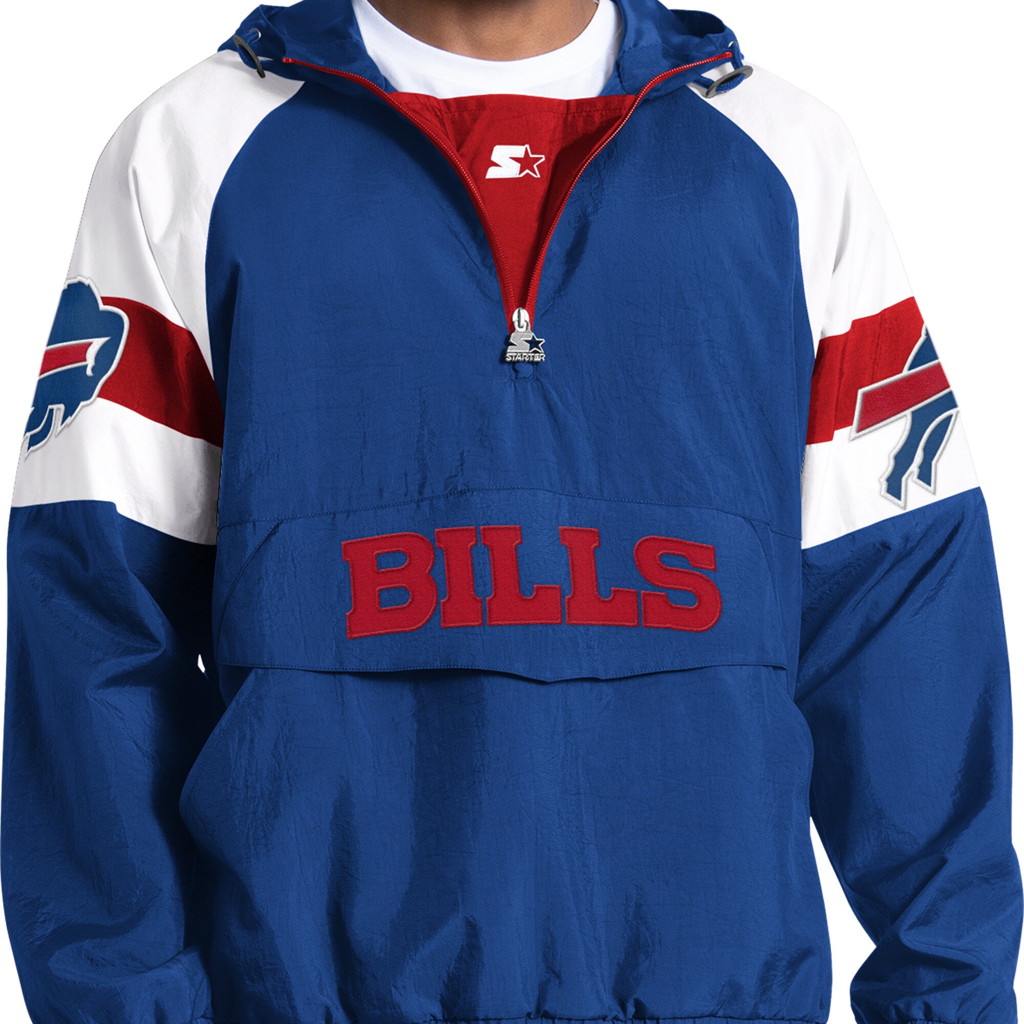 Men's Starter Royal Buffalo Bills Street Cut Half-Zip Jacket