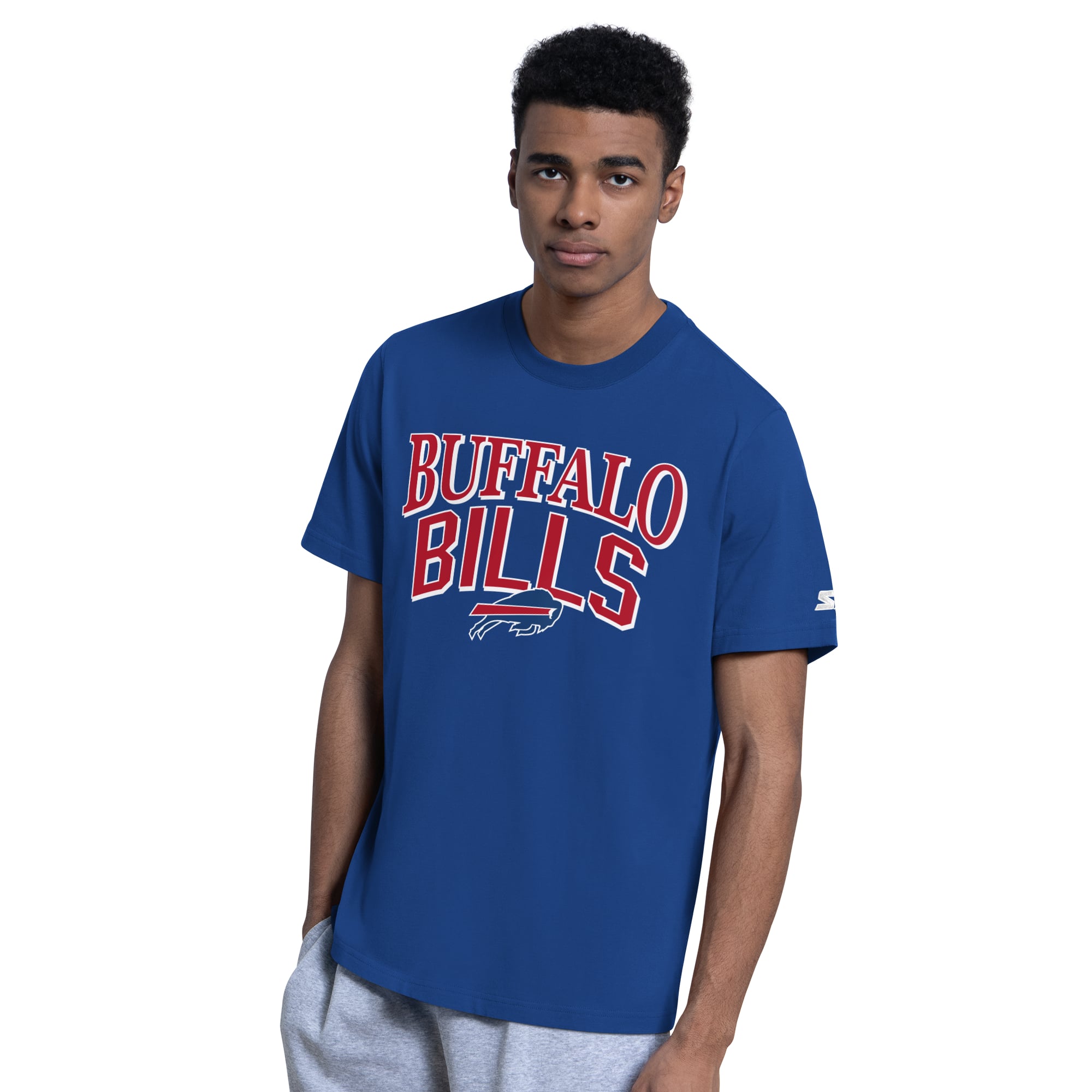 Ensemble de deux t-shirts à logo Buffalo Bills pour homme, coloris bleu royal/gris chiné