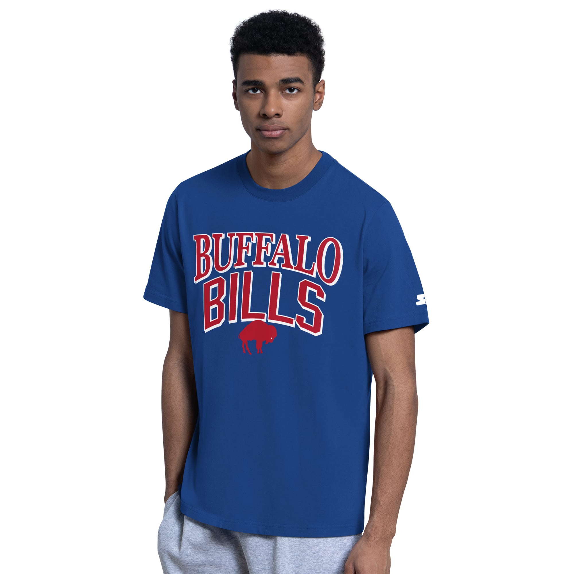 Ensemble de deux t-shirts à logo rétro Buffalo Bills, coloris bleu royal/gris chiné, pour homme