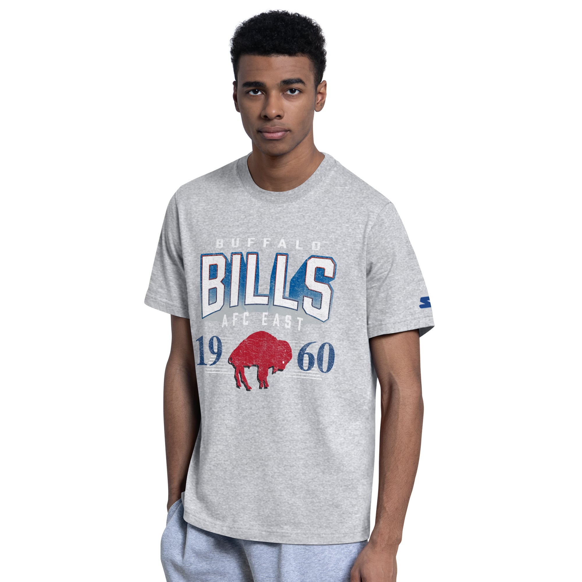Ensemble de deux t-shirts à logo rétro Buffalo Bills, coloris bleu royal/gris chiné, pour homme