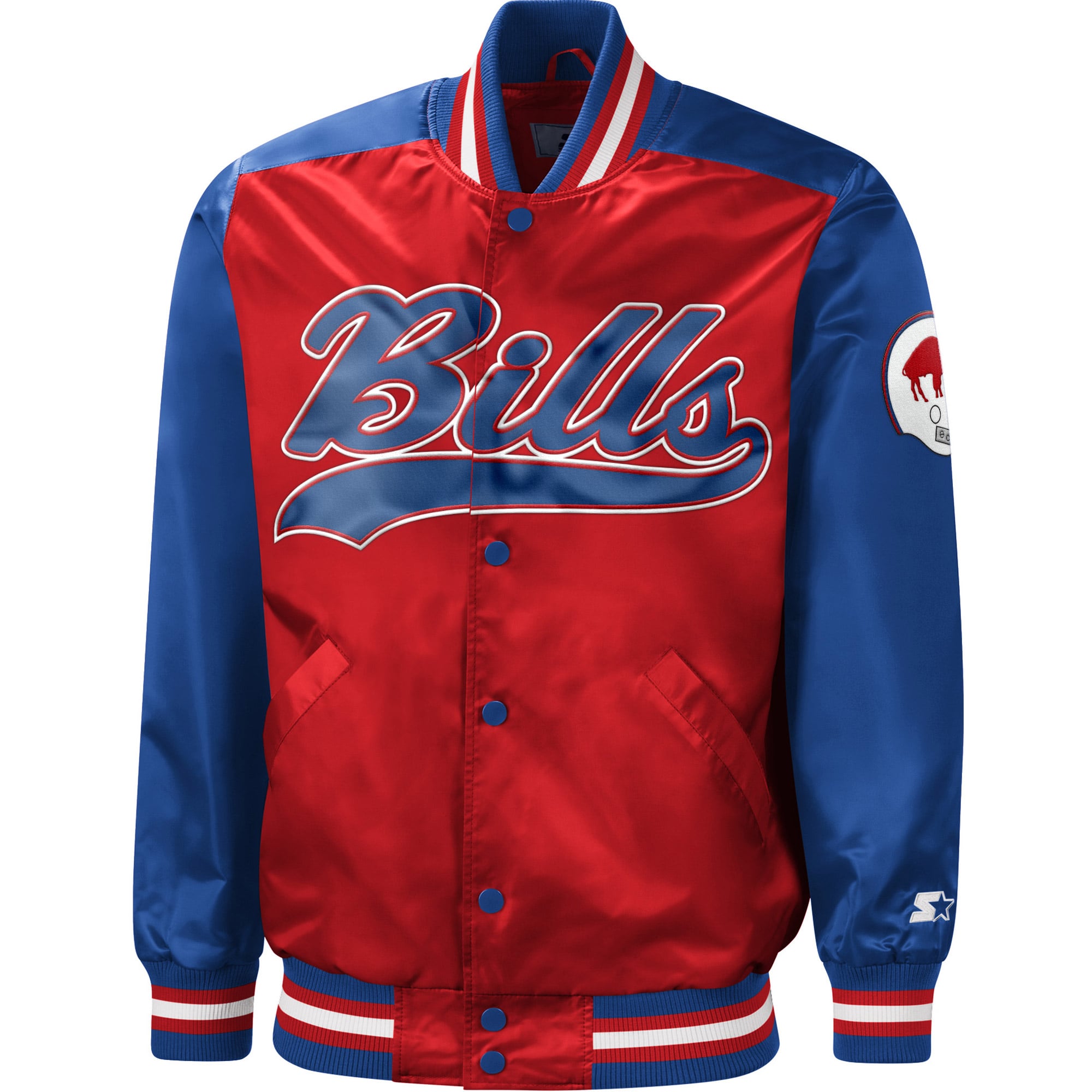 Men's Starter Royal/Red Buffalo Bills Tradition Satin - Full-Snap