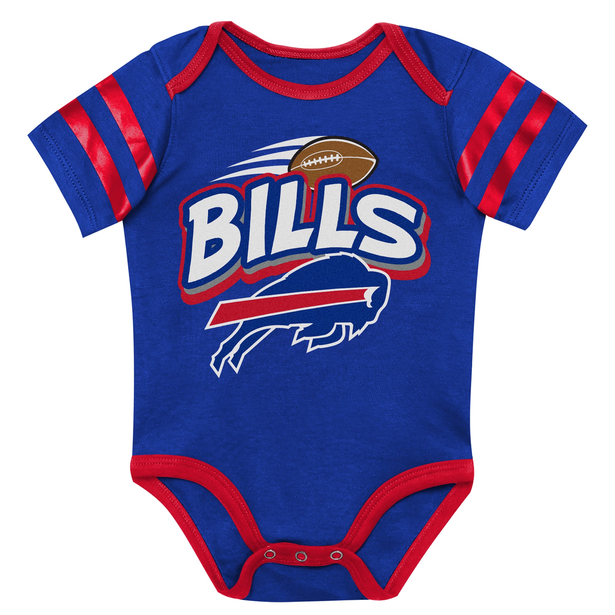 Newborn Outerstuff Royal Buffalo Bills Pint Prodigy Bodysuit, Bib & Cuffed Knit Hat Set