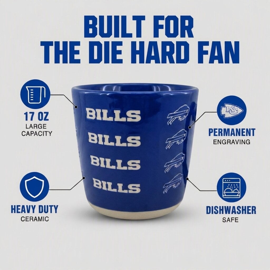 Mug Pegasus Buffalo Bills 17 oz, logo ton sur ton, finition sablée
