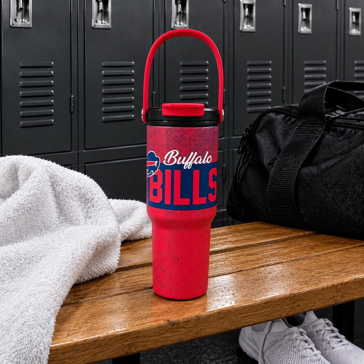 Gourde Pegasus Buffalo Bills 710 ml (24 oz) en acier inoxydable à dégradé moucheté et double bouchon