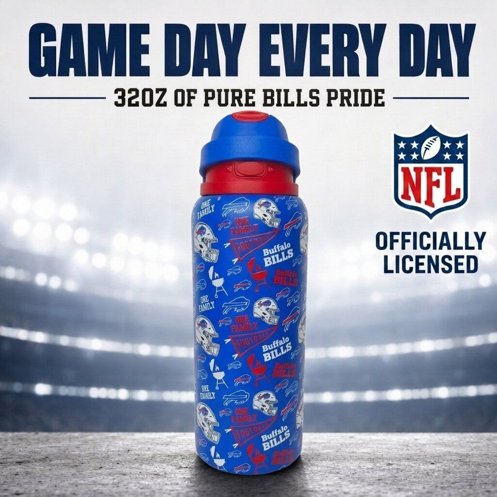 Gourde Pegasus Buffalo Bills 32 oz, fanion de match, en acier inoxydable ProPress