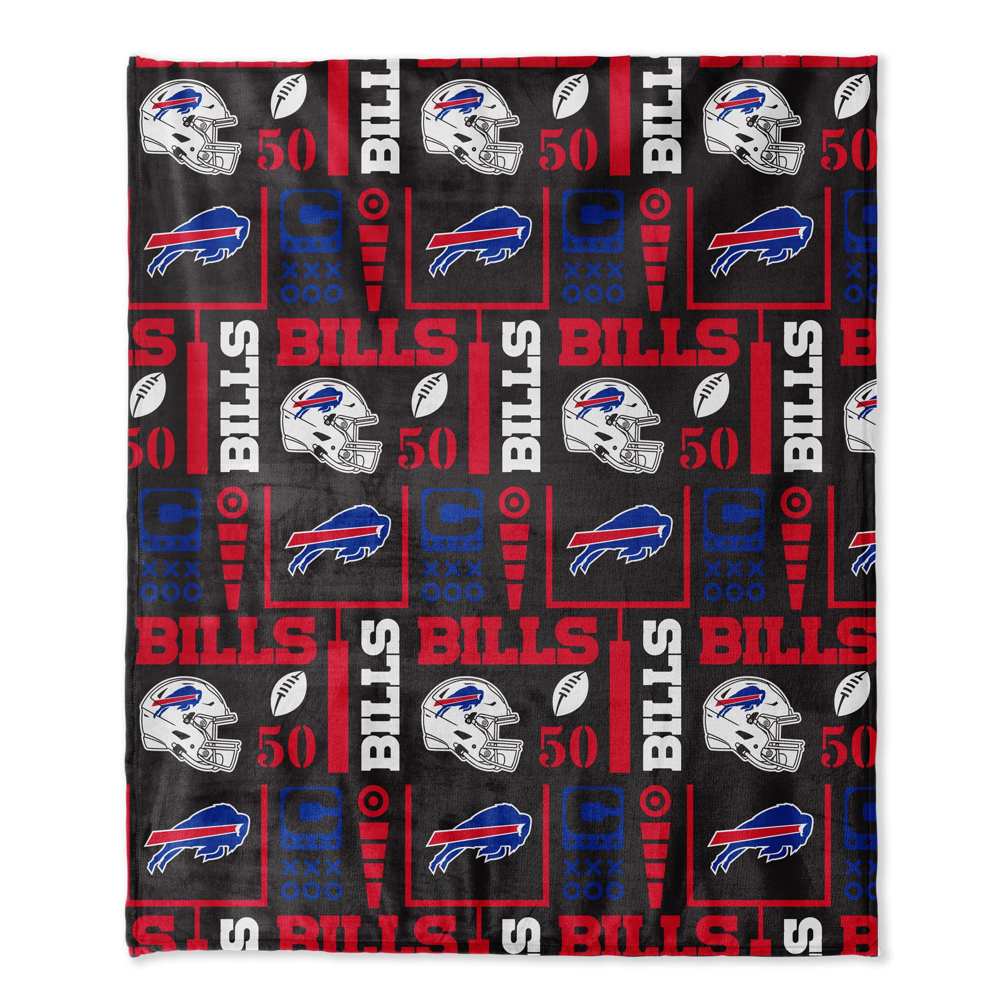 Pegasus Buffalo Bills 50" x 60" Blackout Team Spirit Ultra Soft Throw & Plush Football Combo Pack