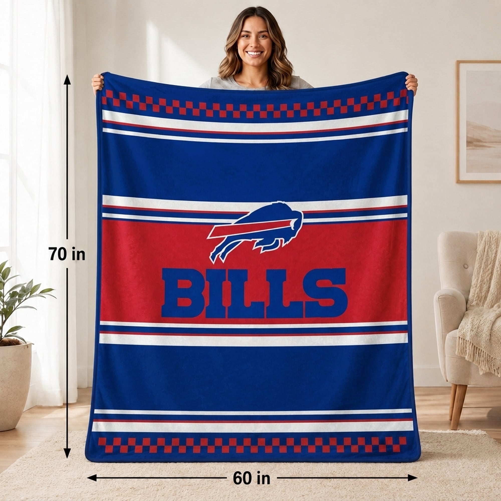 Couverture en fausse fourrure à carreaux Pegasus Buffalo Bills 60" x 70"