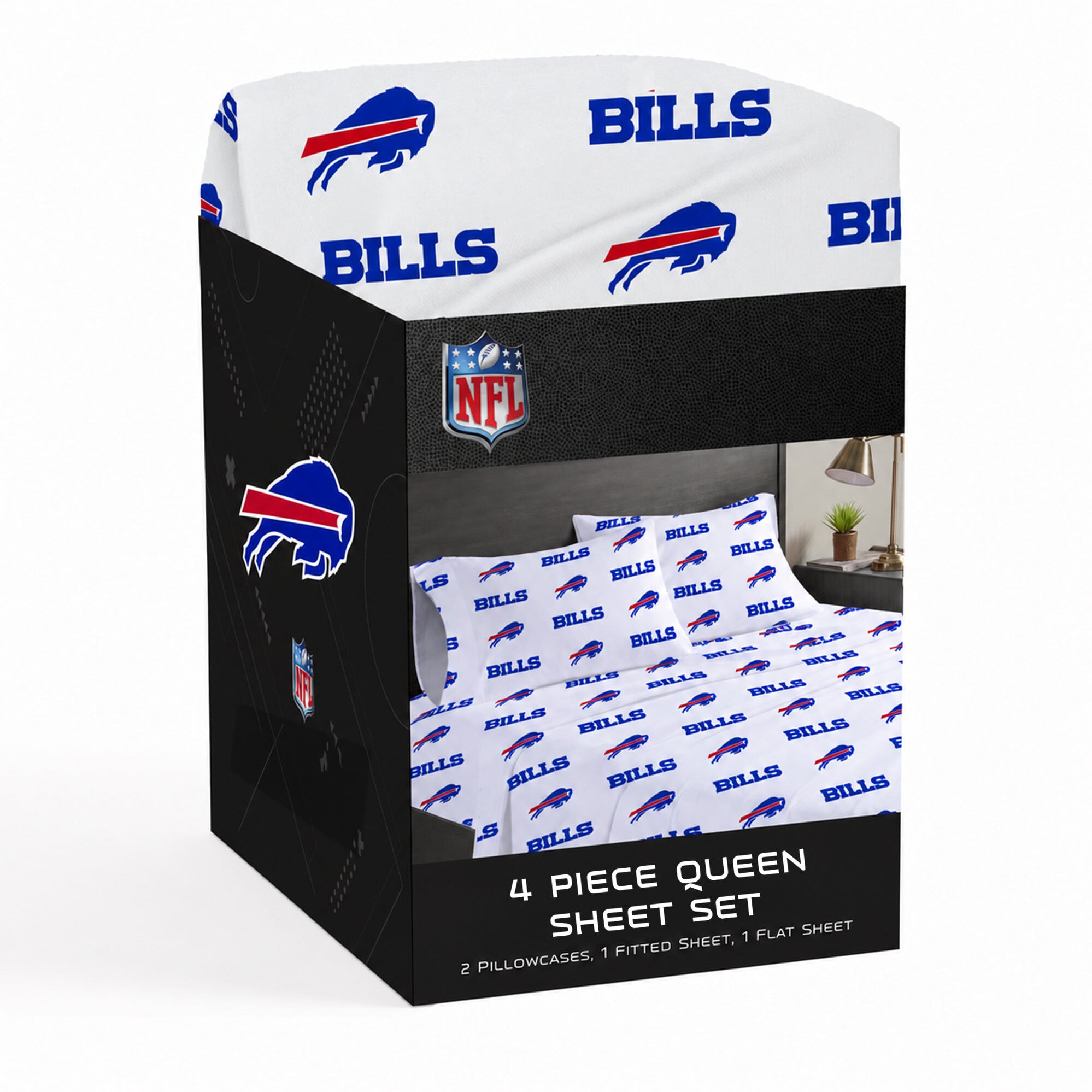 Pegasus Buffalo Bills Four-Piece Queen Sheet Set