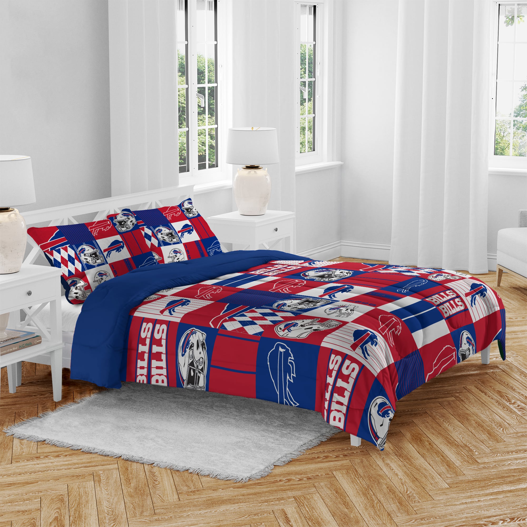 Ensemble de literie trois pièces à carreaux patchwork Pegasus Buffalo Bills (grand lit/queen)