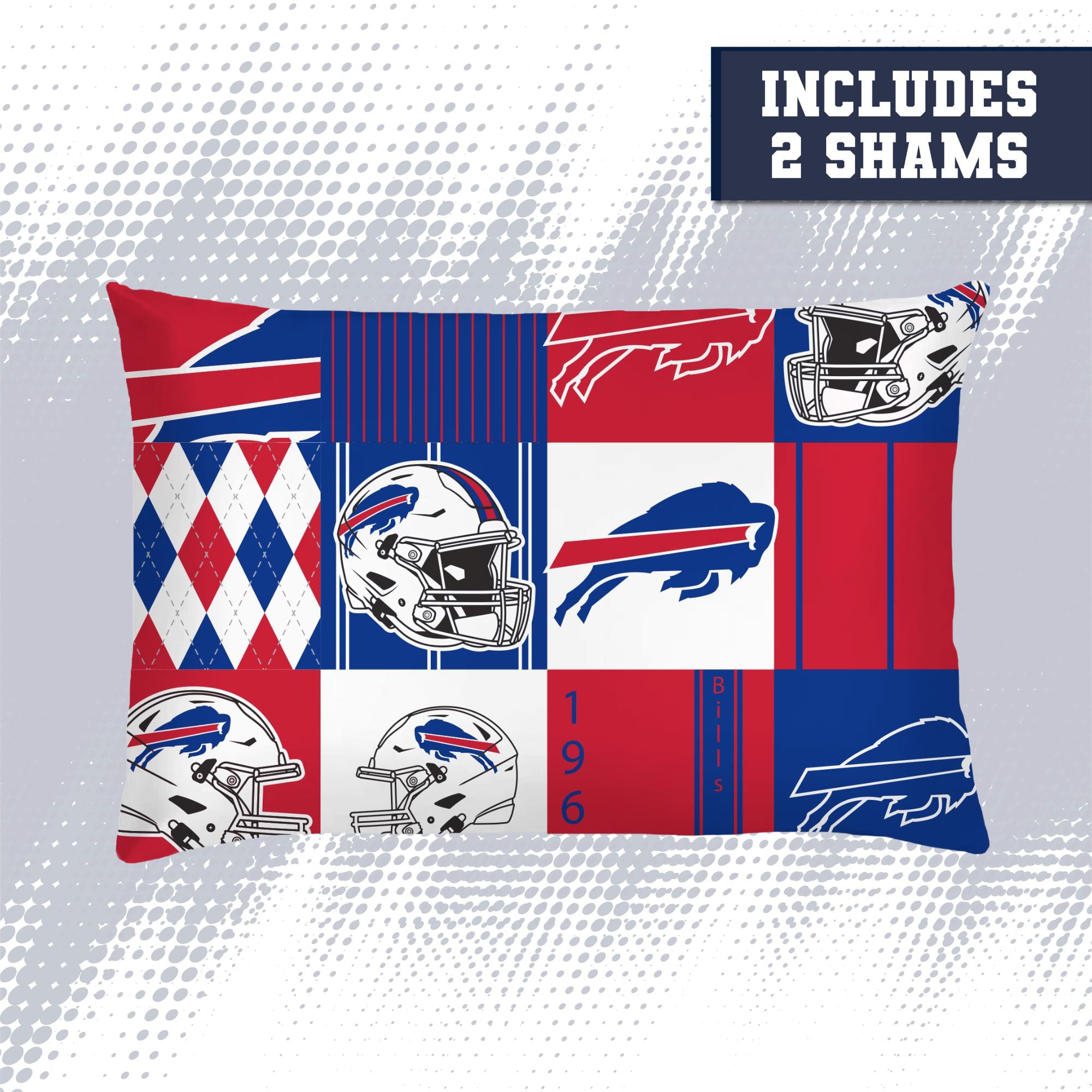 Ensemble de literie trois pièces à carreaux patchwork Pegasus Buffalo Bills (grand lit/queen)
