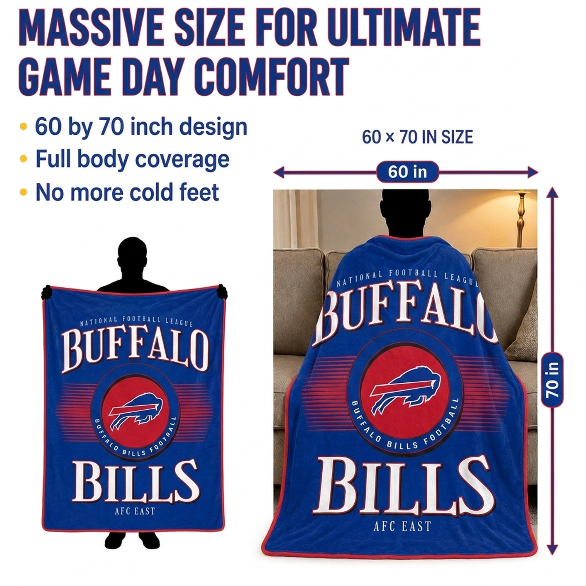 Couverture ultra douce Pegasus Buffalo Bills Spotlight Arch 60" x 70"