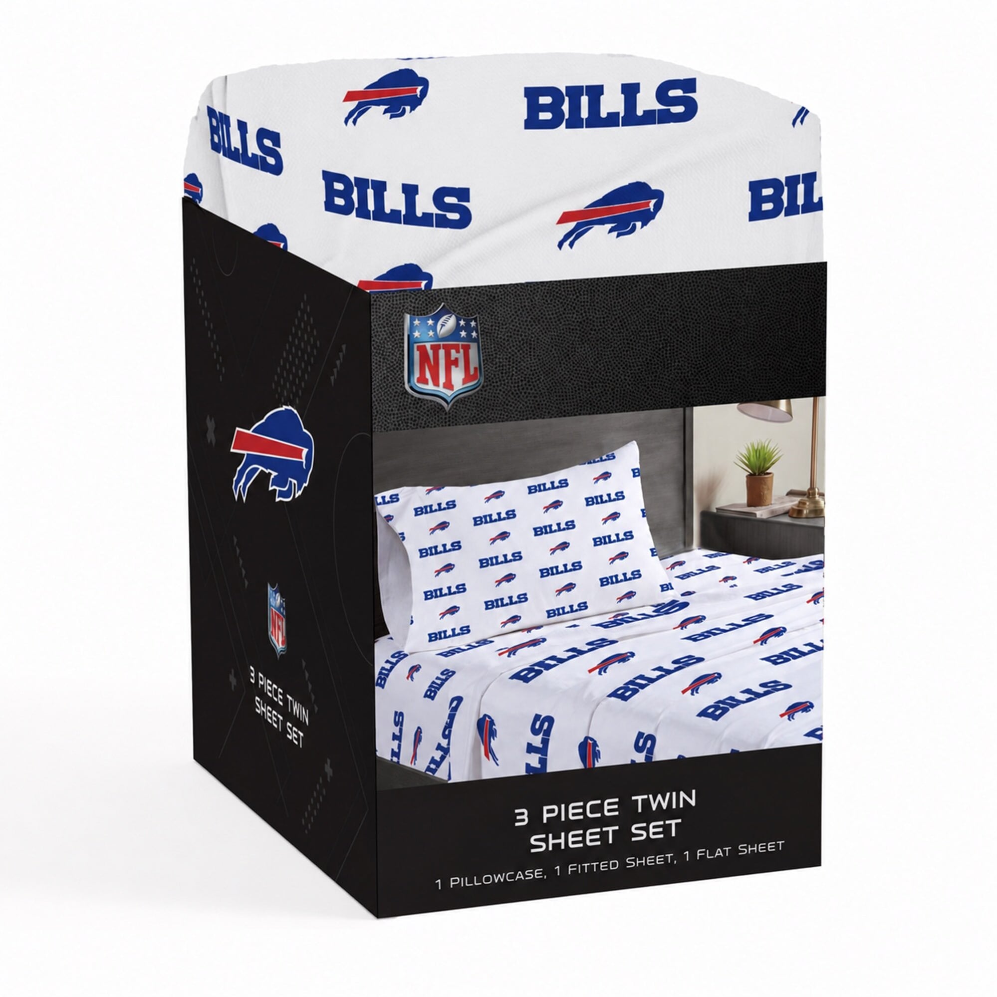 Ensemble de draps trois pièces Pegasus Buffalo Bills pour lit simple