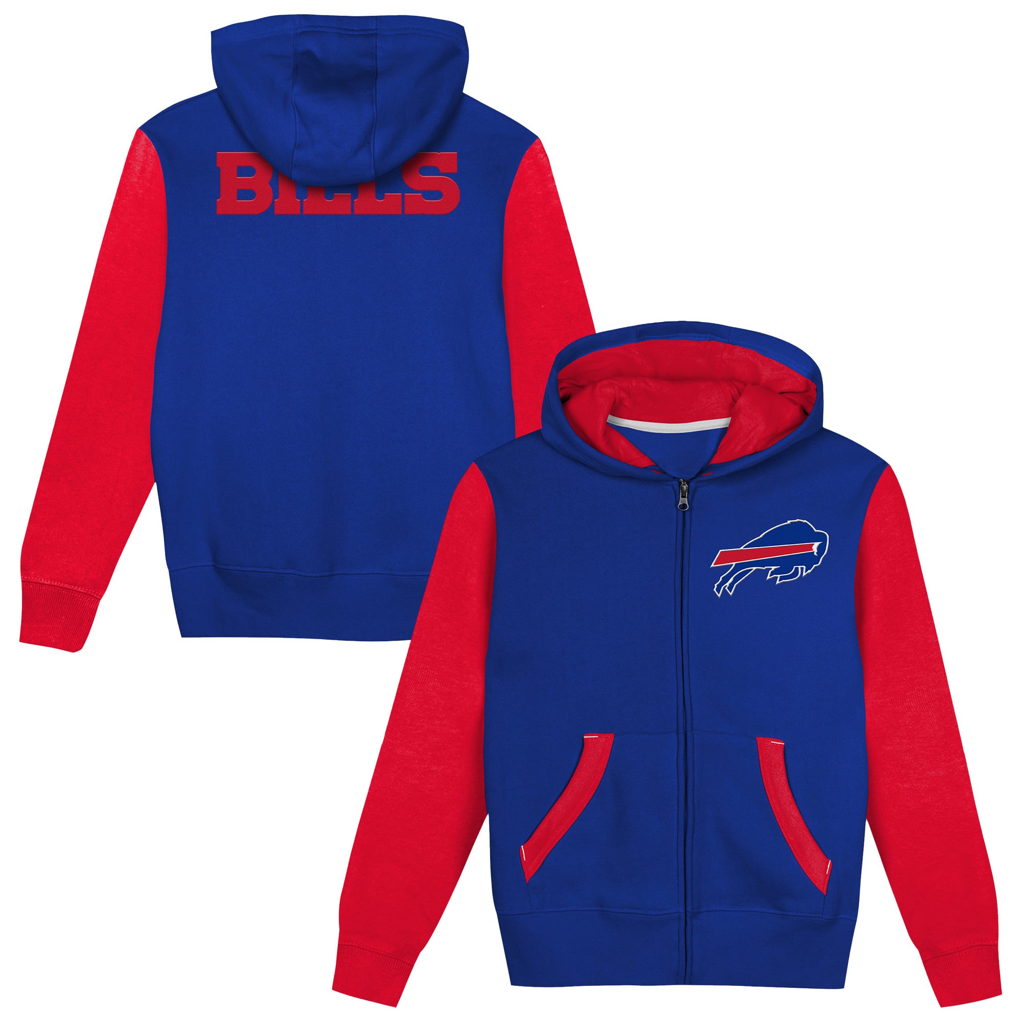 Sweat à capuche zippé Outerstuff Royal Buffalo Bills Stadium Colorblock pour enfants d'âge préscolaire