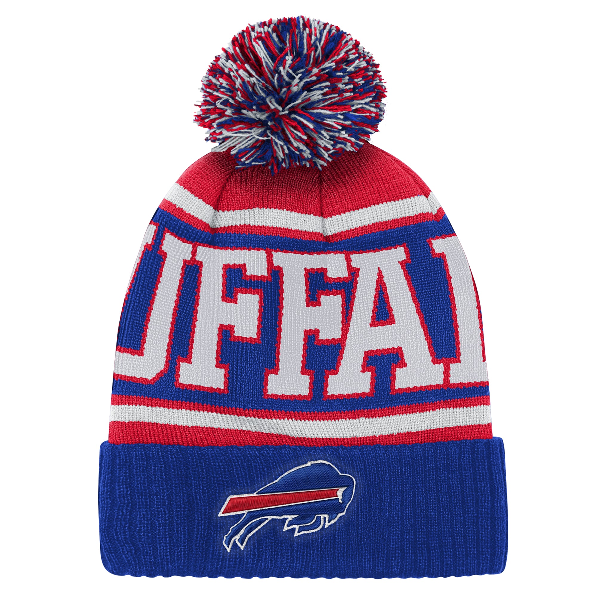 Preschool Outerstuff Royal Buffalo Bills True Edge Cuffed Knit Hat with Pom
