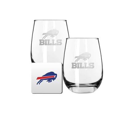 Buffalo Bills The Memory Company 15oz. Stemless Wine Glass & Coaster Set