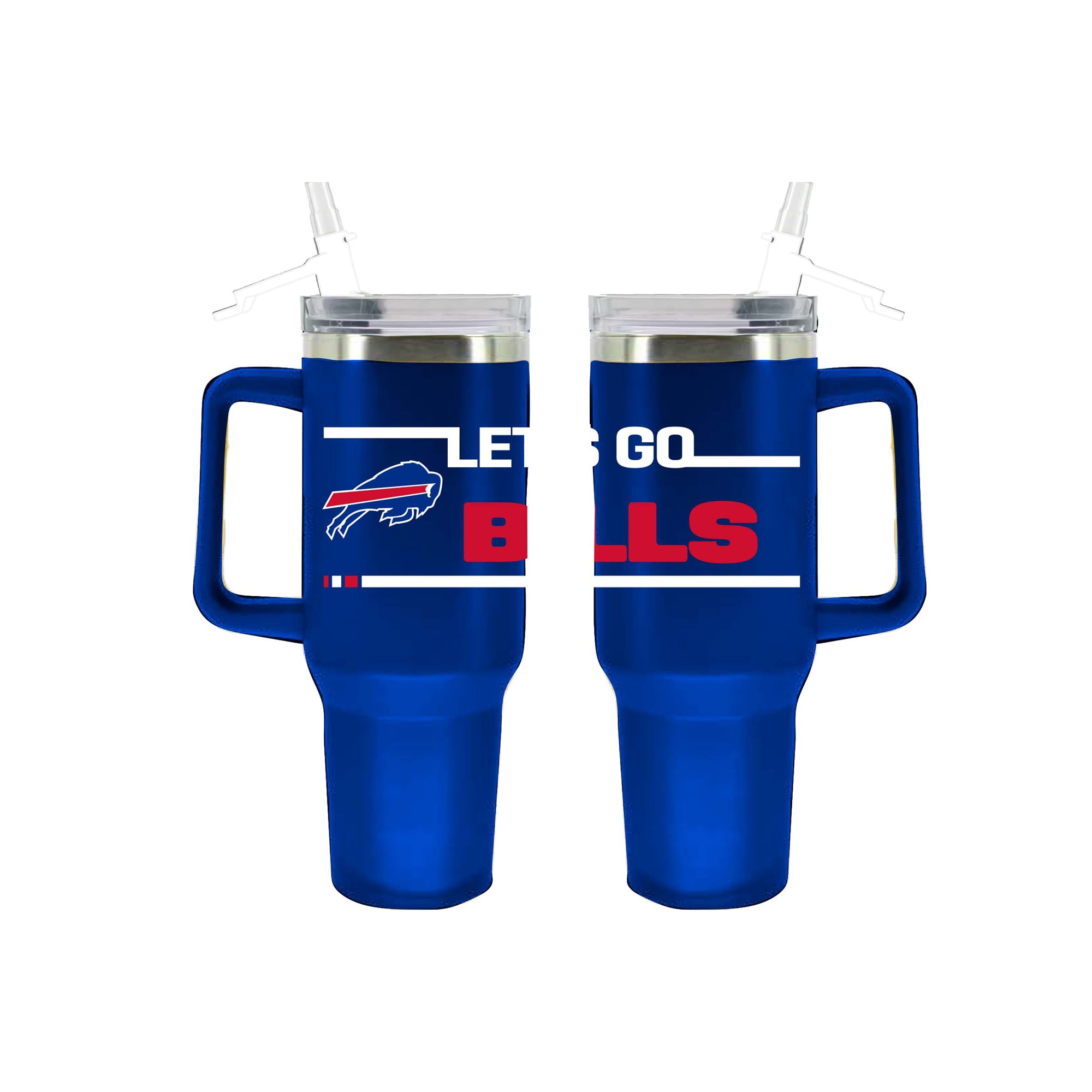 Gobelet isotherme The Memory Company Buffalo Bills de 1,2 L (40 oz) en acier inoxydable aux couleurs de l'équipe, avec paille rabattable.