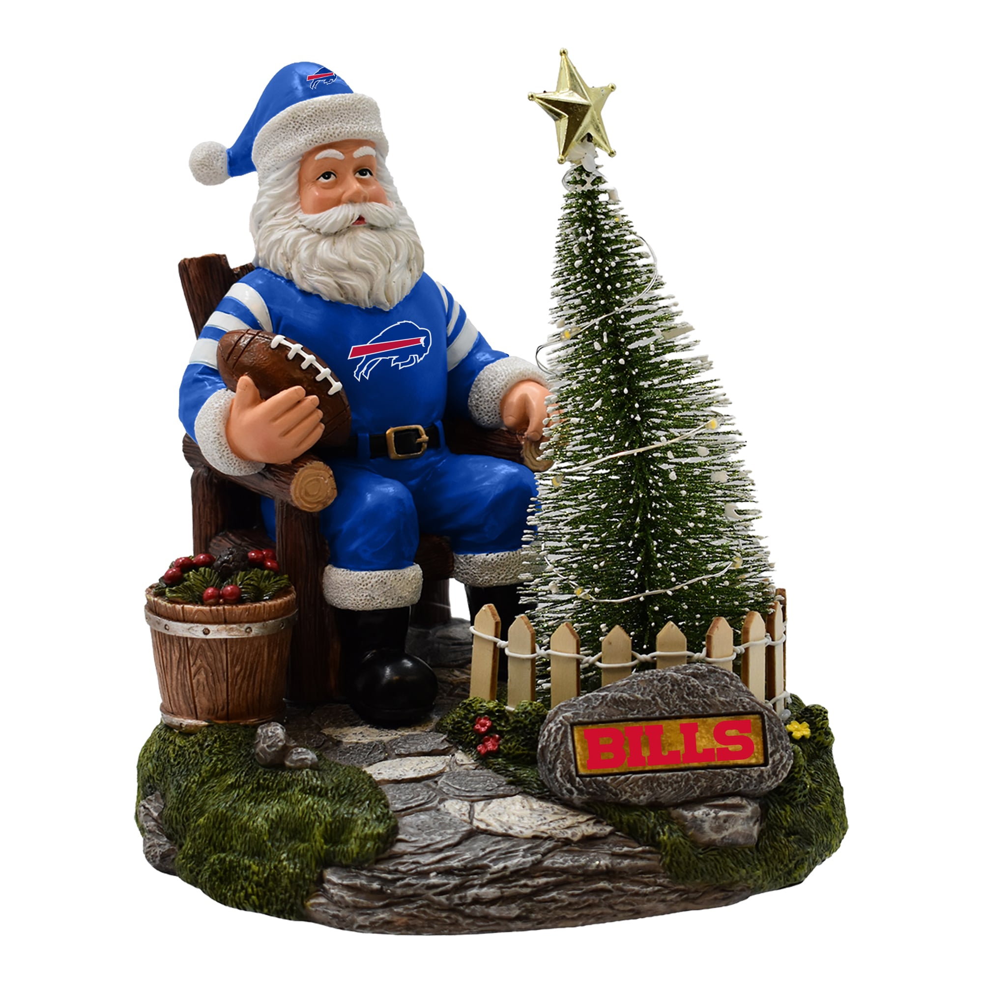 Figurine de Père Noël Buffalo Bills de The Memory Company avec sapin LED