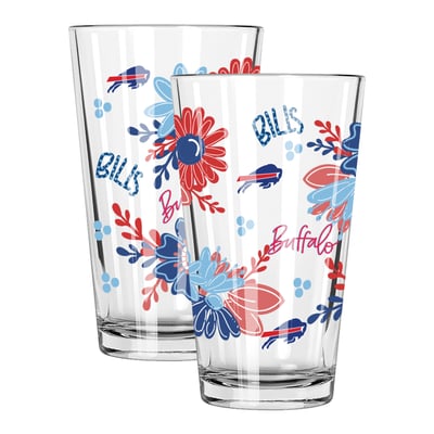 Buffalo Bills The Memory Company Two-Piece 16oz. Flowers Pint Glass Set