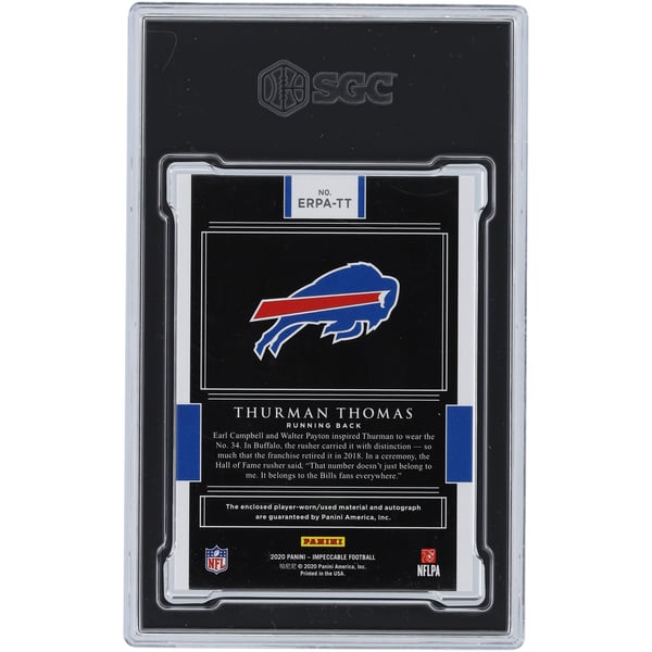 Thurman Thomas Buffalo Bills Autographed 2020 Panini Impeccable 