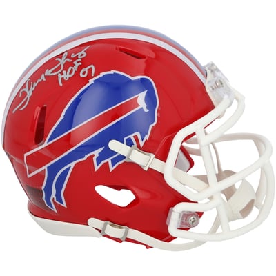 Thurman Thomas Buffalo Bills Autographed Fanatics Authentic Riddell 1987-2001 Throwback Speed Mini Helmet with "HOF 07" Inscription