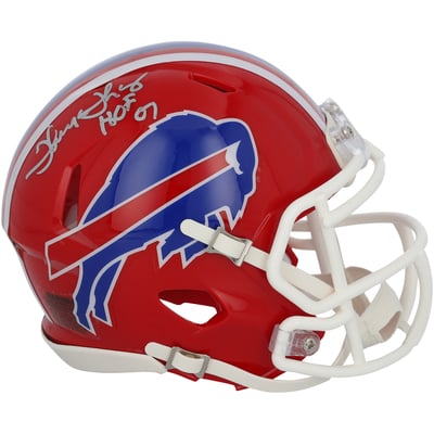 Thurman Thomas Buffalo Bills Autographed Fanatics Authentic Riddell 1987-2001 Throwback Speed Mini Helmet with "HOF 07" Inscription