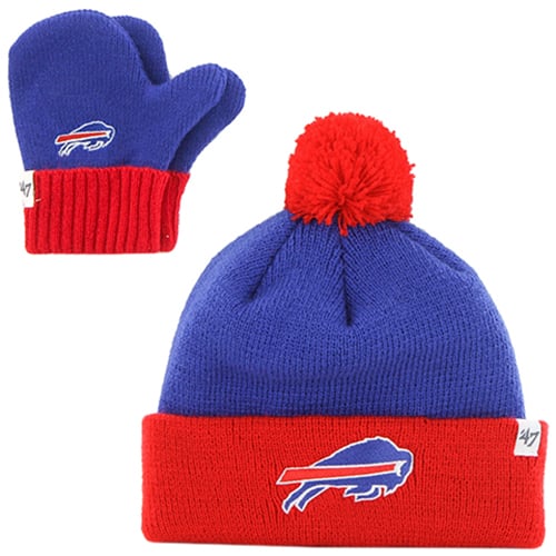 Ensemble bonnet à revers et moufles Buffalo Bills '47 Royal/Red Bam Bam