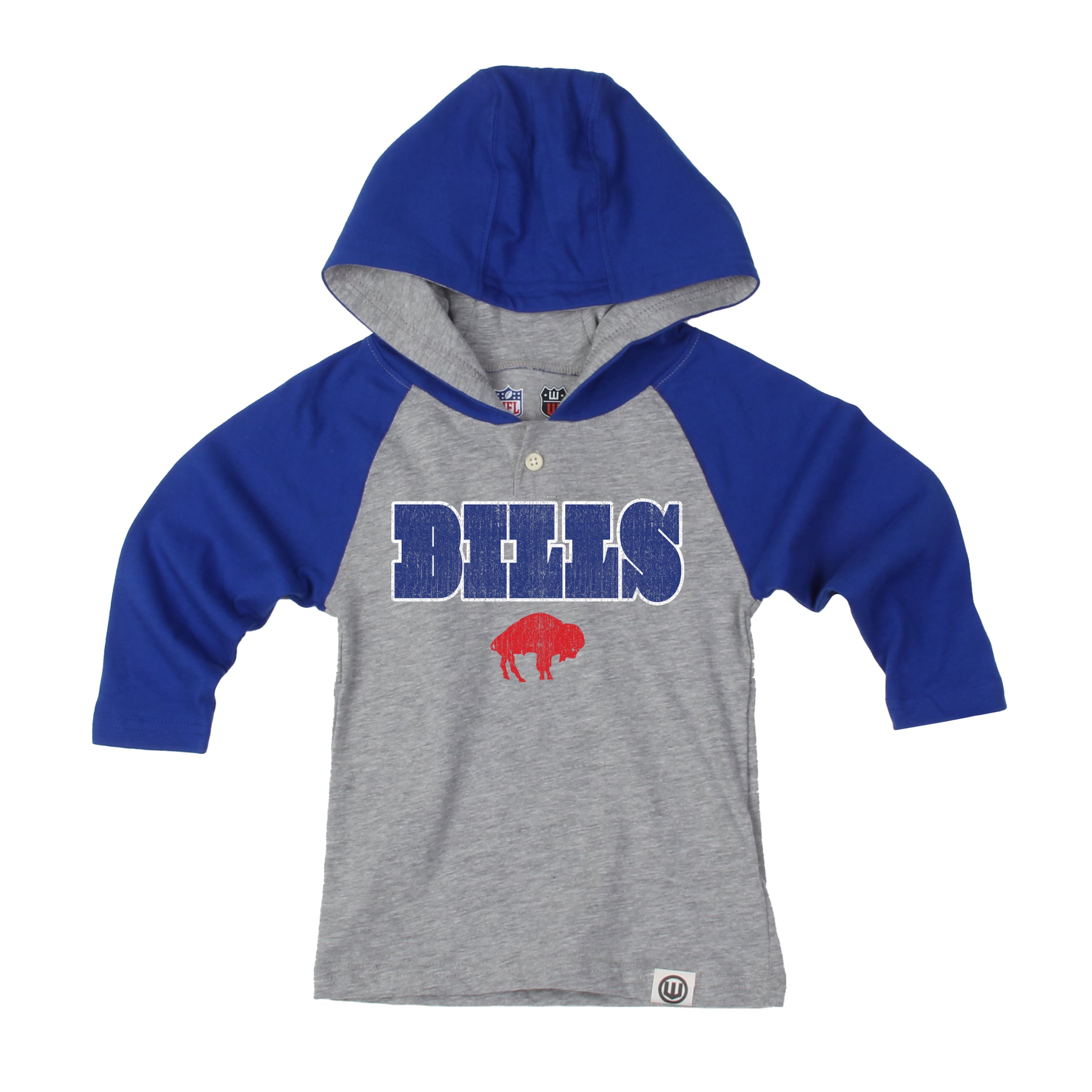 Toddler Wes & Willy Heather Gray/Royal Buffalo Bills Henley Hoodie Sweatpants Set