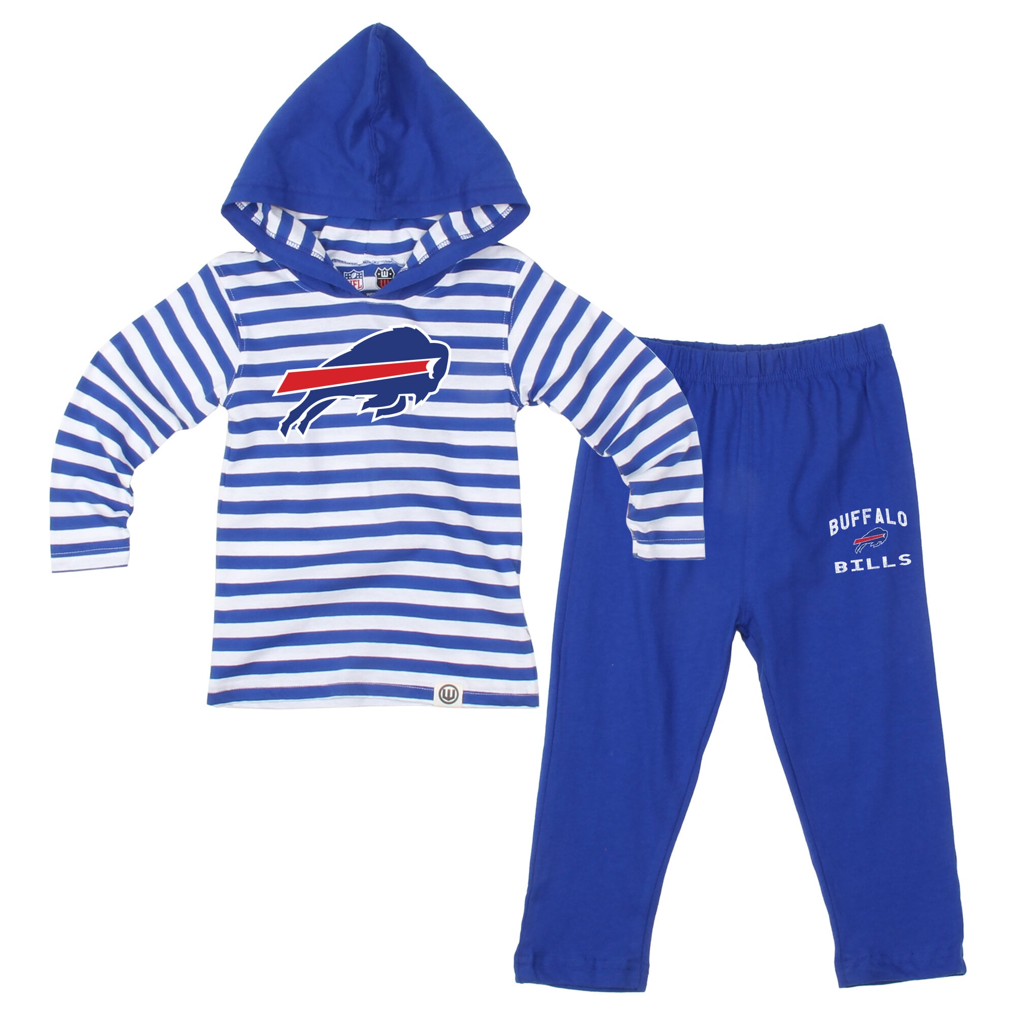 Toddler Wes & Willy  Royal Buffalo Bills Stripe Hooded Long Sleeve Top and Pant Set