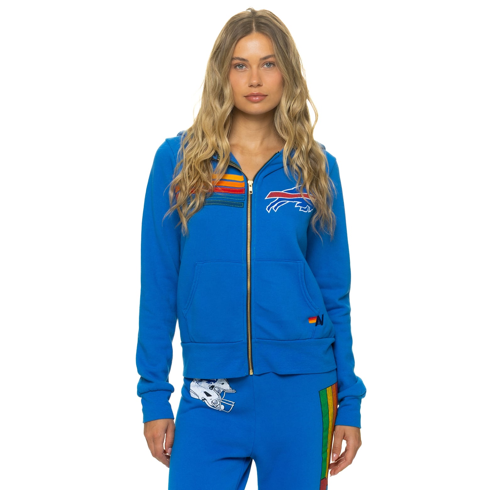 Sweat à capuche unisexe Aviator Nation Royal Buffalo Bills en mélange de trois matières, fermeture éclair intégrale