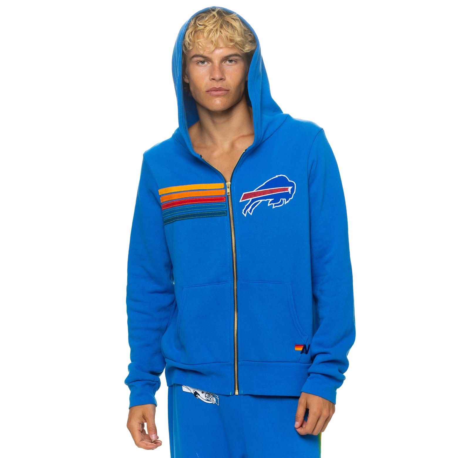Sweat à capuche unisexe Aviator Nation Royal Buffalo Bills en mélange de trois matières, fermeture éclair intégrale