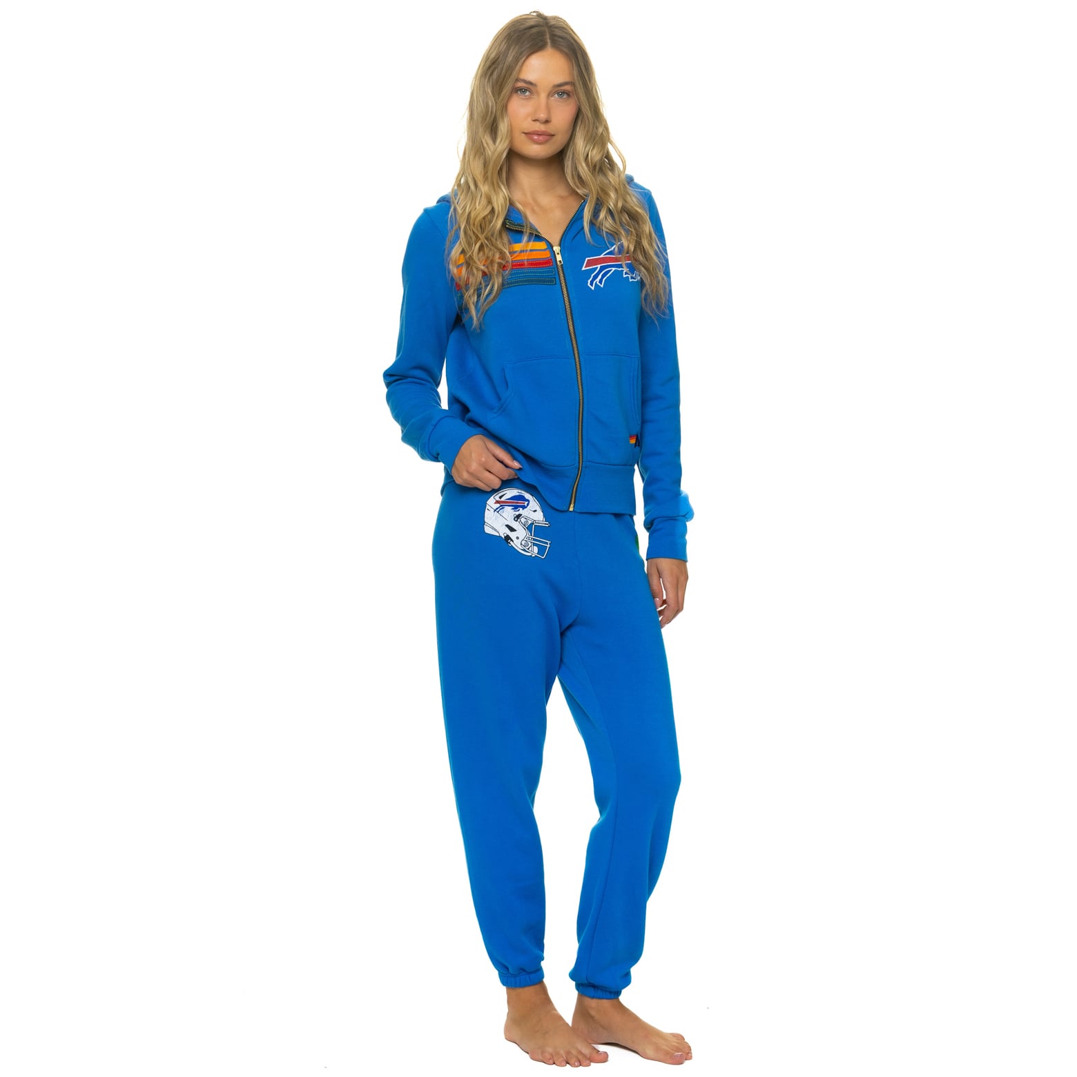 Sweat à capuche unisexe Aviator Nation Royal Buffalo Bills en mélange de trois matières, fermeture éclair intégrale