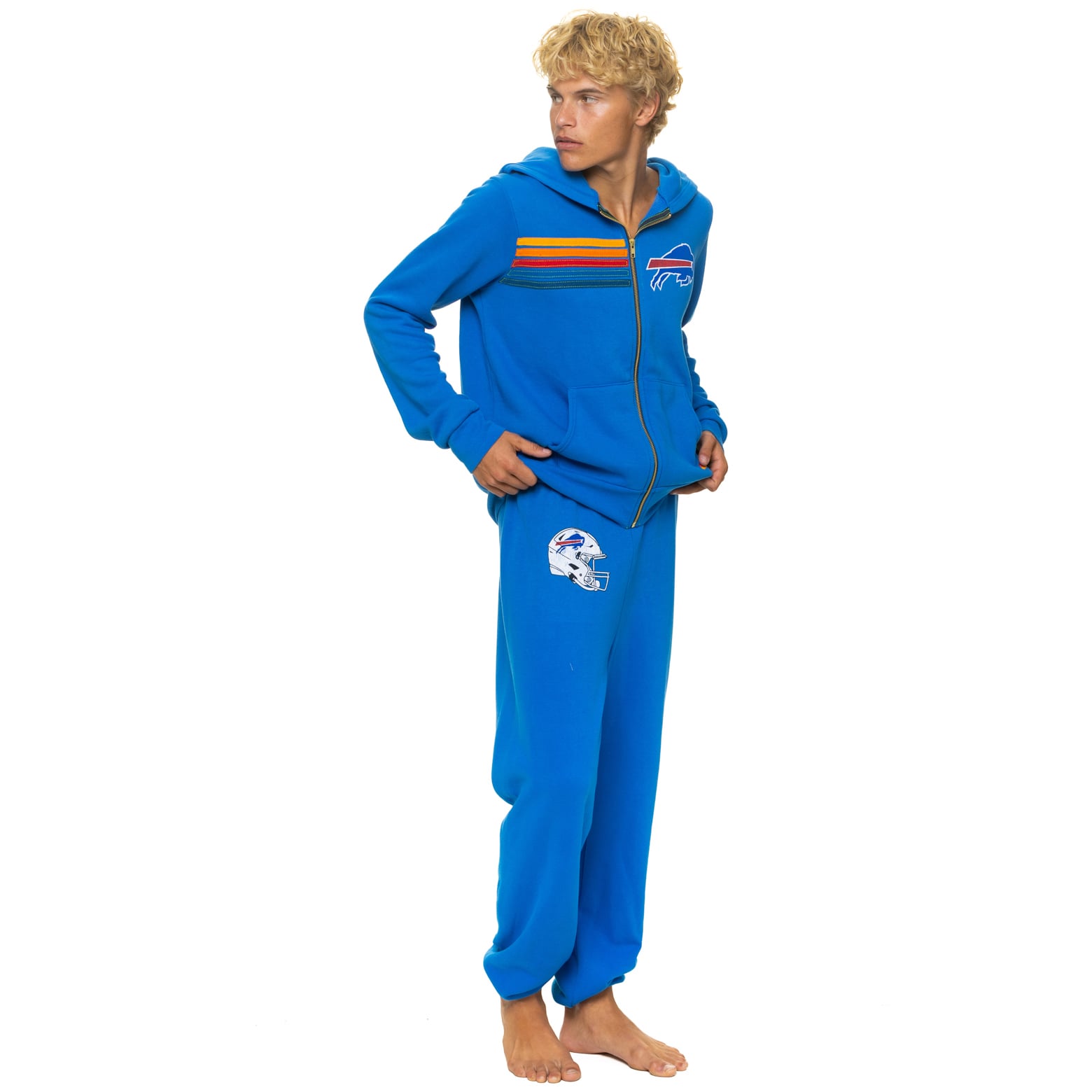 Sweat à capuche unisexe Aviator Nation Royal Buffalo Bills en mélange de trois matières, fermeture éclair intégrale
