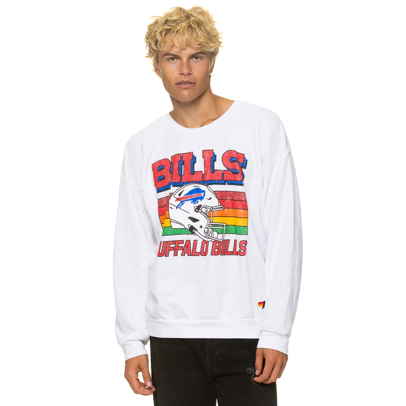 Sweat-shirt unisexe Aviator Nation blanc Buffalo Bills, coupe décontractée, en mélange de trois matières.