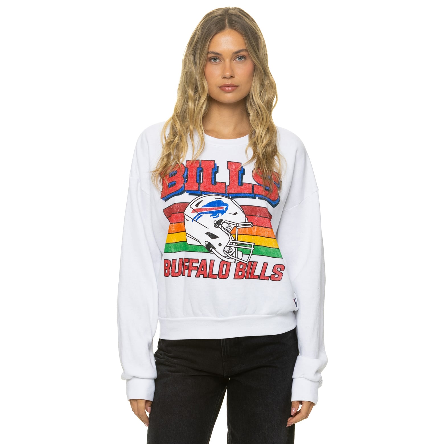 Sweat-shirt unisexe Aviator Nation blanc Buffalo Bills, coupe décontractée, en mélange de trois matières.