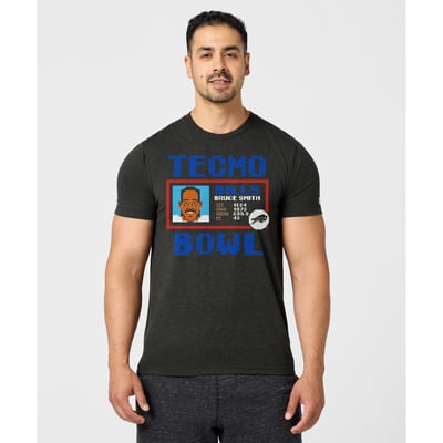 Bruce Smith Buffalo Bills Homage Unisex Tecmo Bowl Retired Player Graphic Tri-Blend T-Shirt - Charcoal