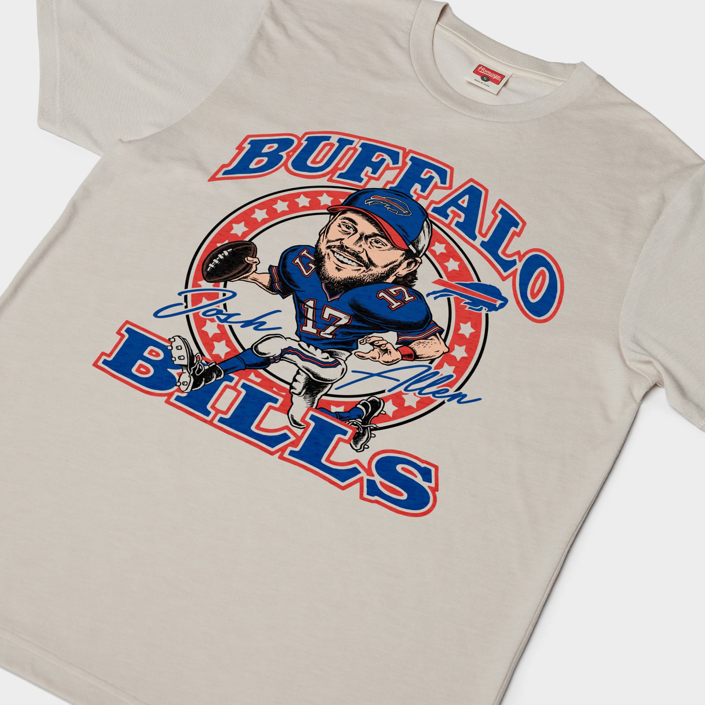T-shirt unisexe en mélange de trois matières, hommage à Josh Allen Stone, joueur des Buffalo Bills.