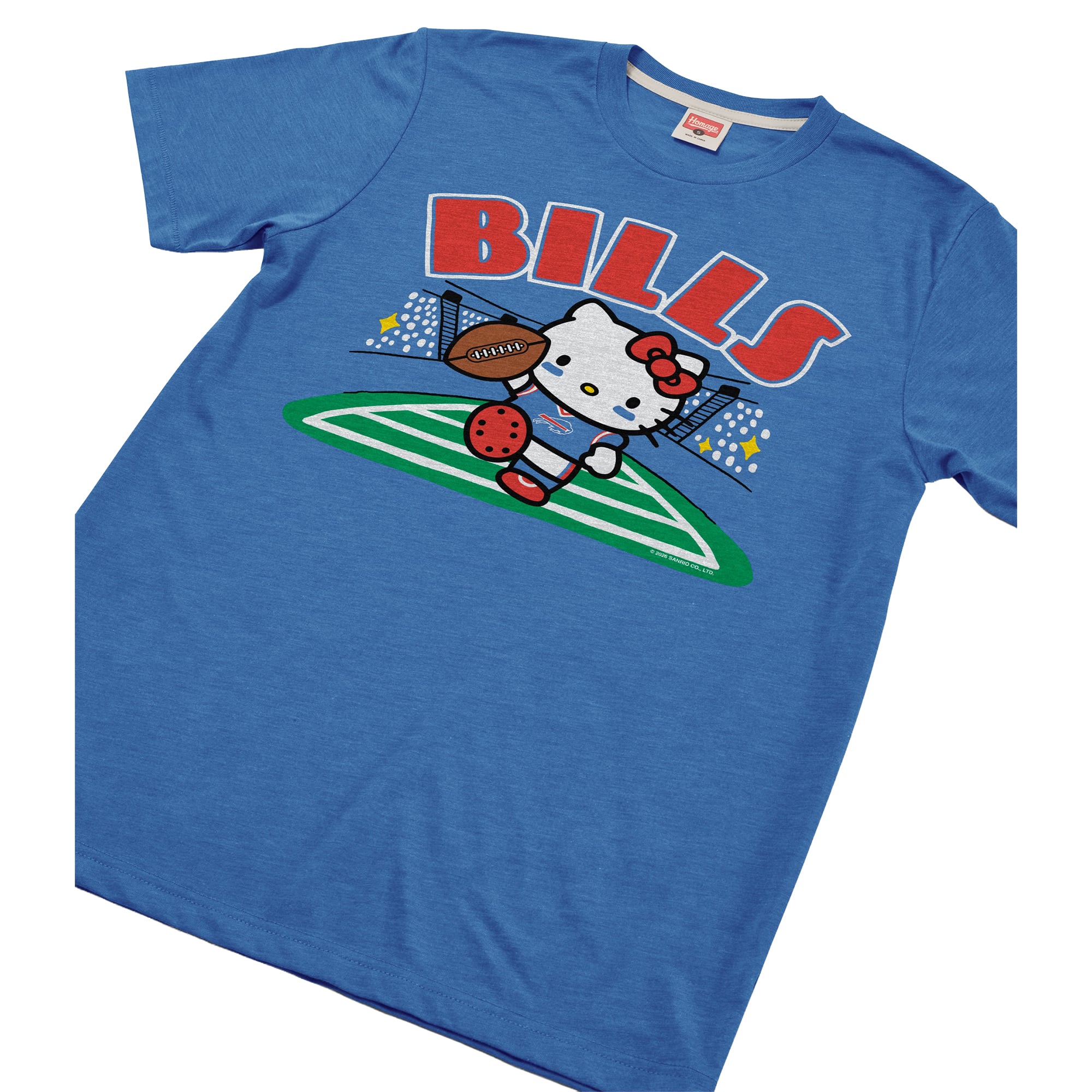 T-shirt unisexe Hommage Royal Buffalo Bills x Hello Kitty en mélange de trois matières
