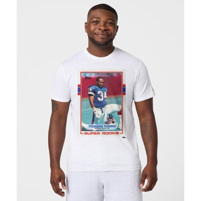 Thurman Thomas Buffalo Bills Homage Unisex NFL Topps Trading Card Tri-Blend T-Shirt - Ash