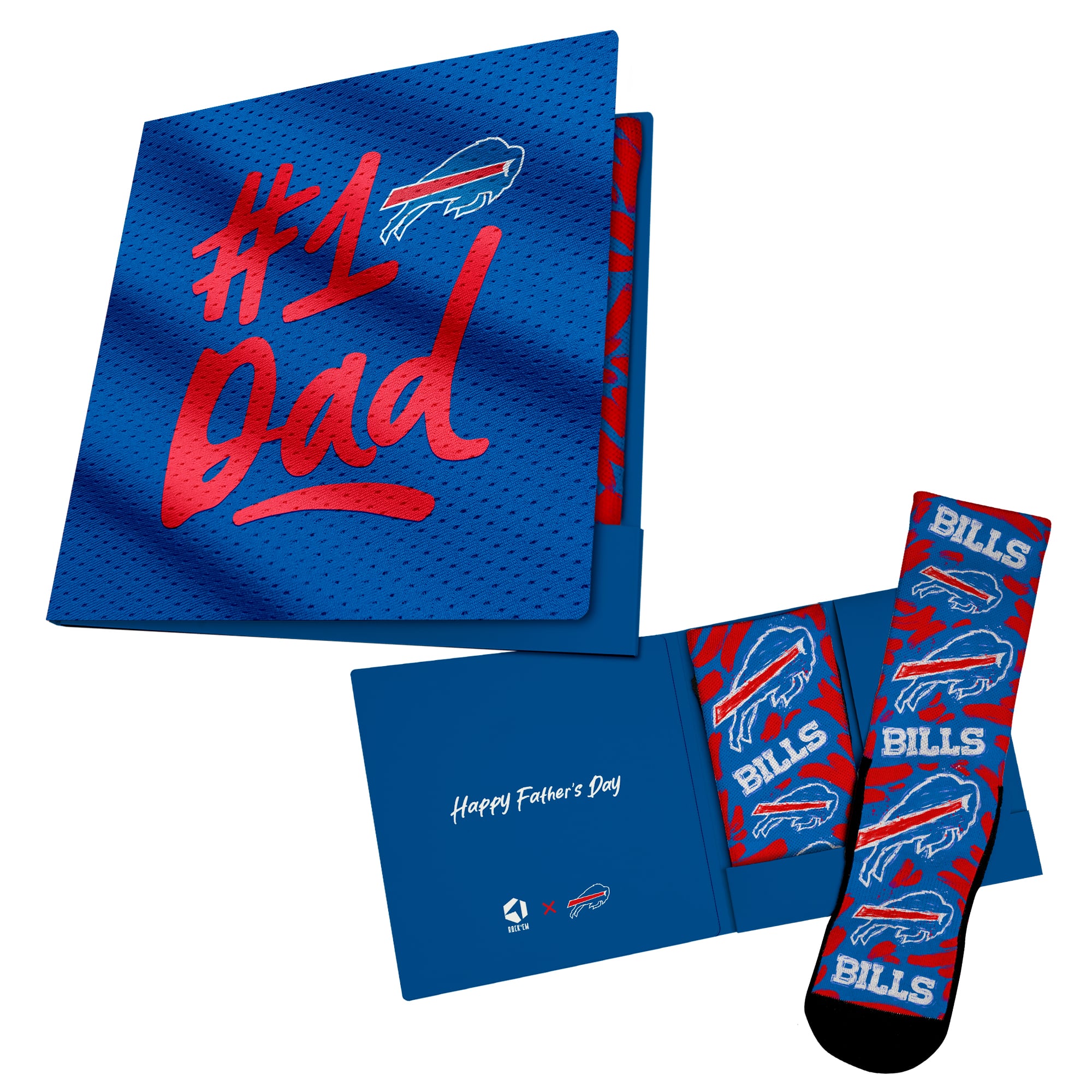 Chaussettes unisexes Rock Em Royal Buffalo Bills #1 Carte-cadeau pour papa