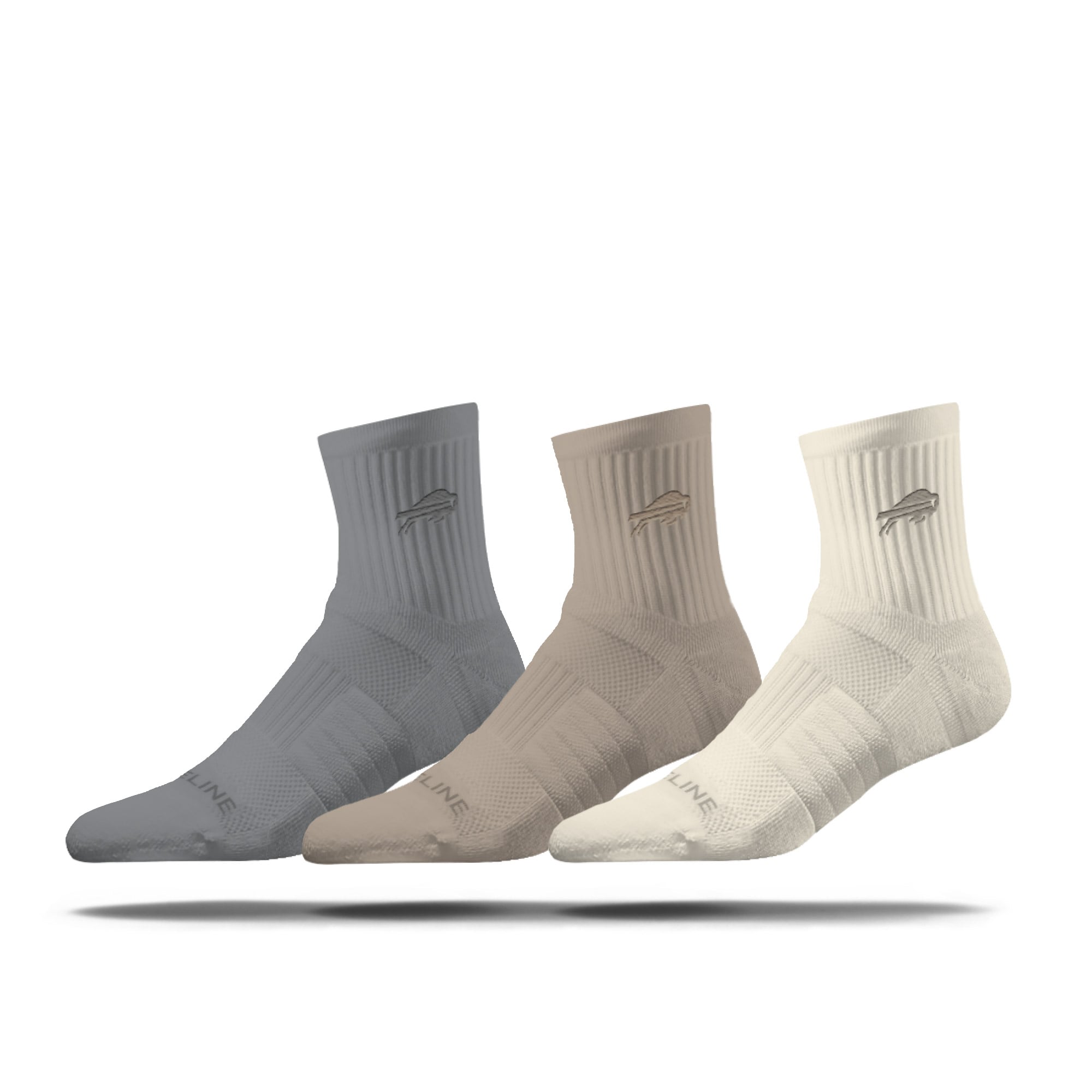 Ensemble unisexe de trois paires de chaussettes mi-mollet Strideline Buffalo Bills, couleur neutre.