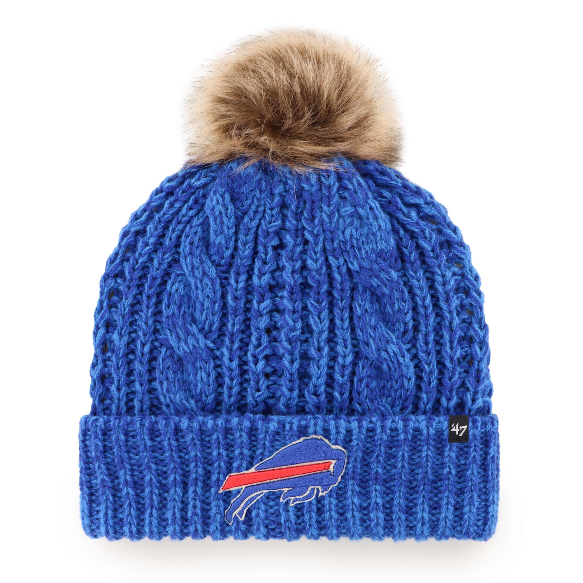 Bonnet en tricot à revers Meeko '47 Royal Buffalo Bills pour femme avec pompon