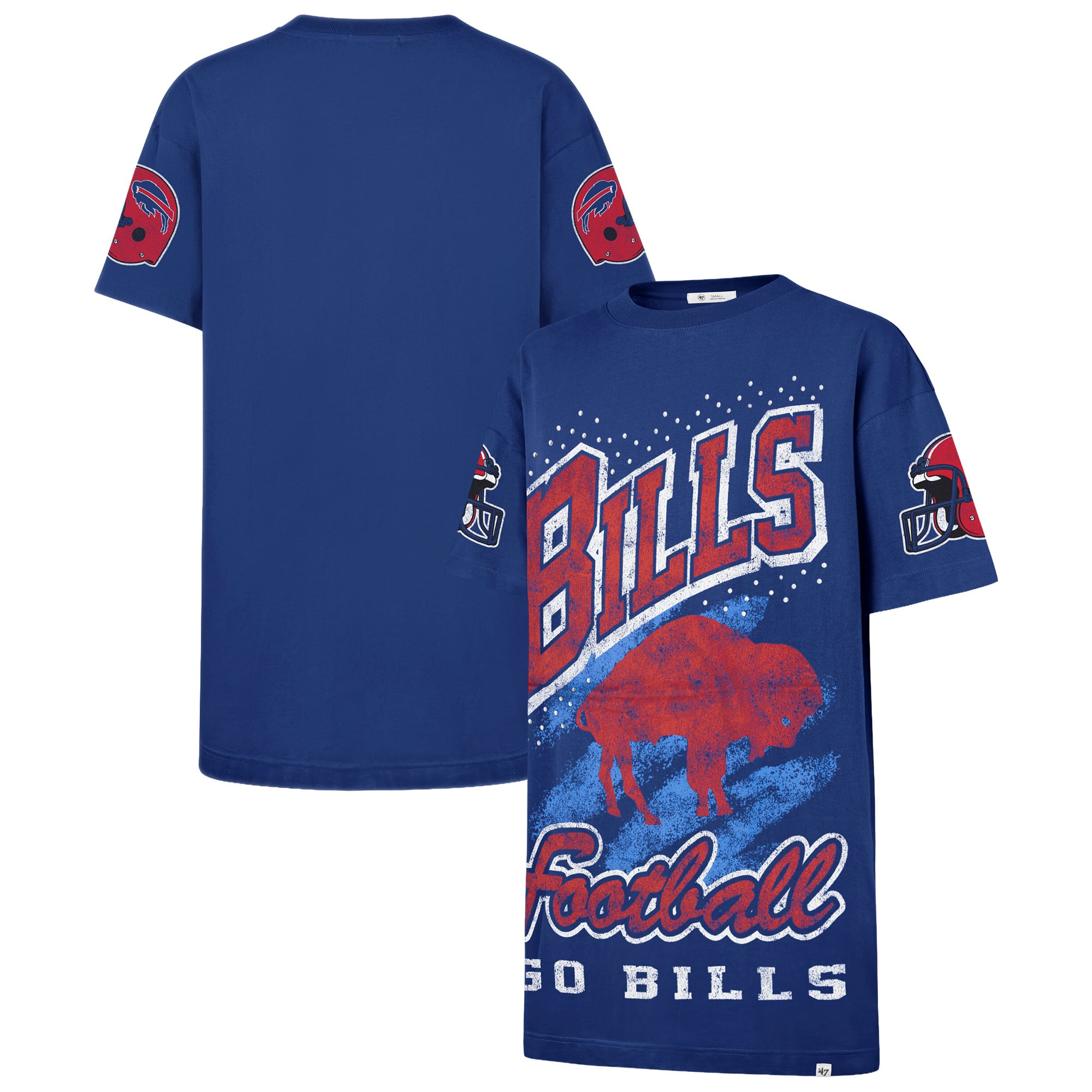 Women's '47  Royal Buffalo Bills Oversized Gemstone Swash T-Shirt Dress