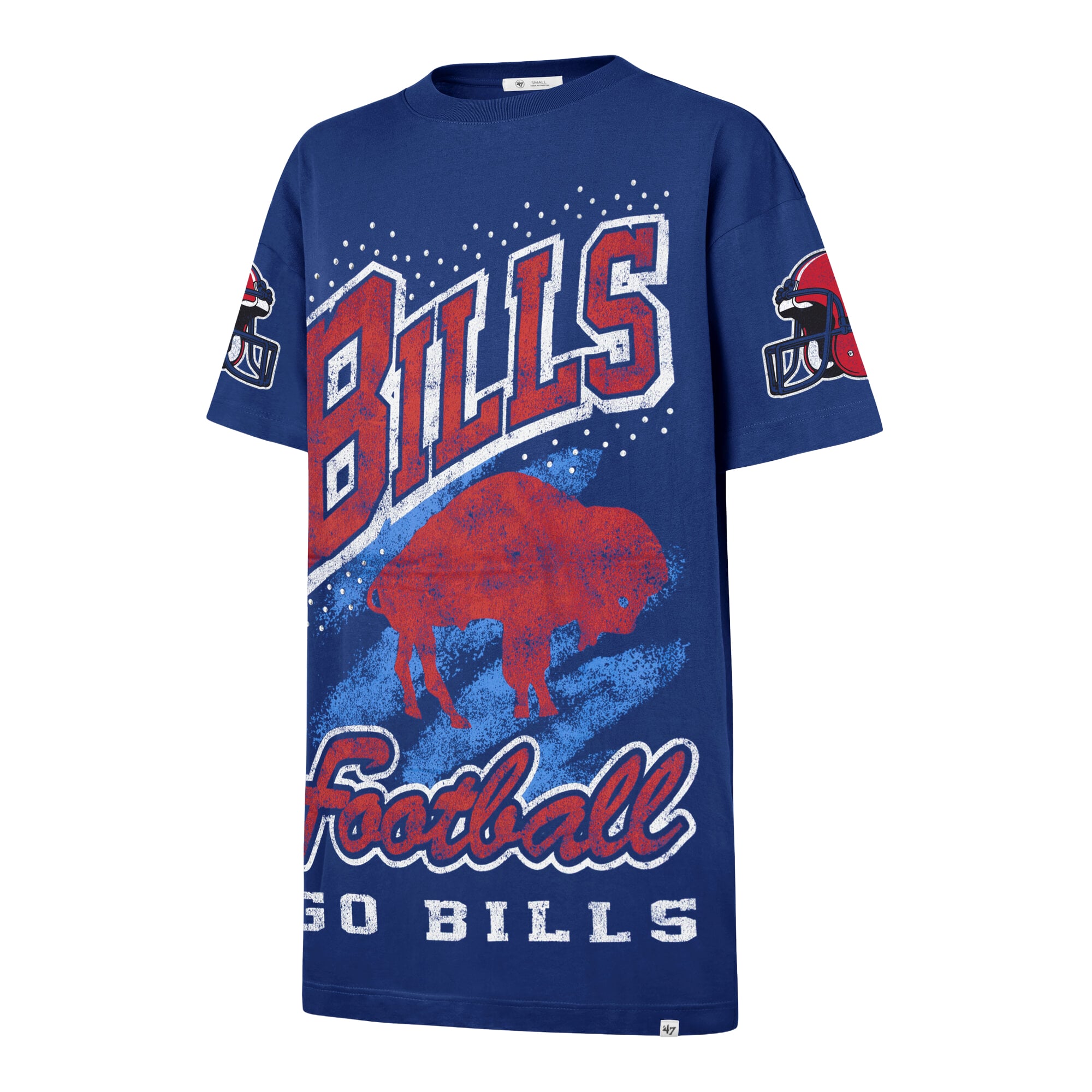 Women's '47  Royal Buffalo Bills Oversized Gemstone Swash T-Shirt Dress