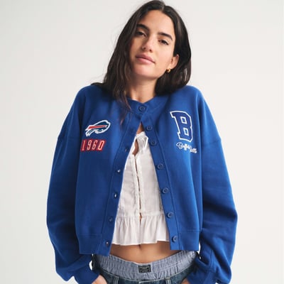 Buffalo Bills Abercrombie & Fitch Women's Full-Button Cardigan - Royal