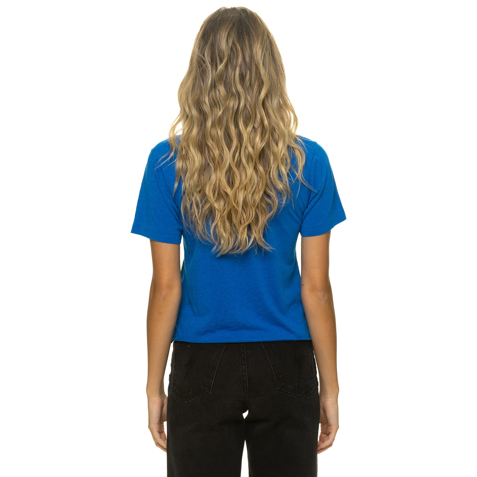 T-shirt Aviator Nation Royal Buffalo Bills pour femme, coupe carrée, style boyfriend, en mélange de trois matières