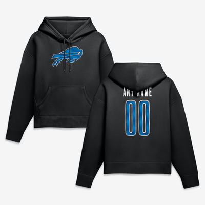 Buffalo Bills Women's Metallic Mascot Personalized Name & Number Hoodie - Black
