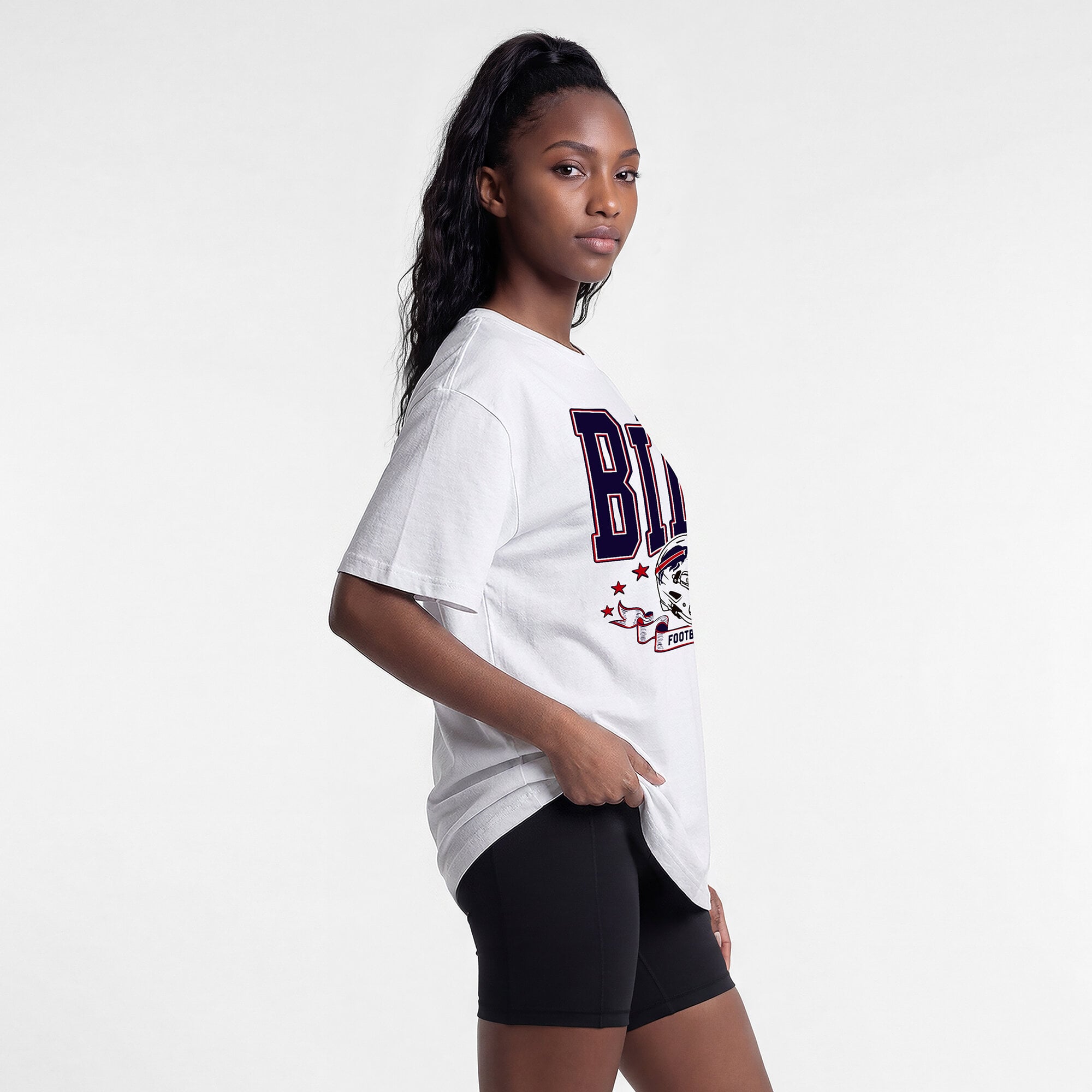 T-shirt oversize Champion blanc Buffalo Bills pour femmes