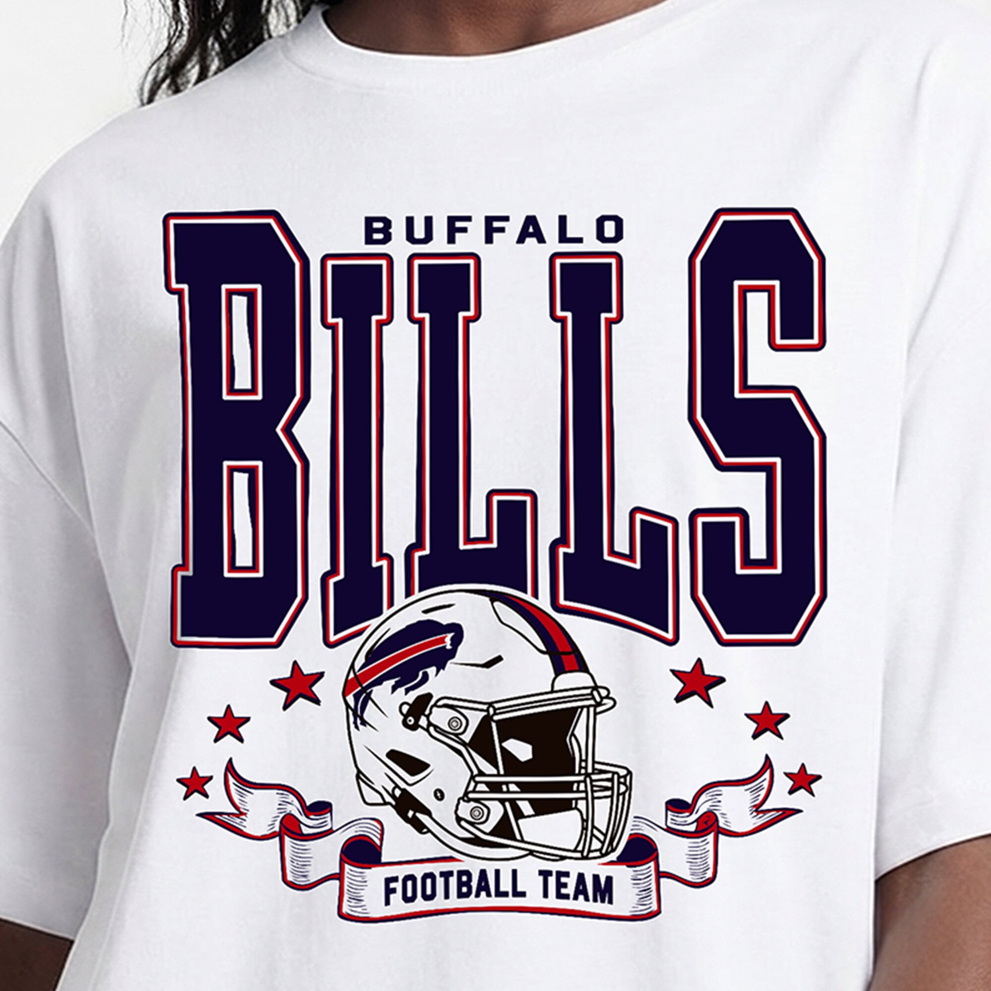 T-shirt oversize Champion blanc Buffalo Bills pour femmes