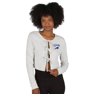 Buffalo Bills Concepts Sport Women's Fray Knit Long-Sleeve Tie Front Top - Gray